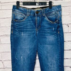 Democracy "Ab"solution Womens Blue Five Pocket Distressed Skinny Jeans Size 8